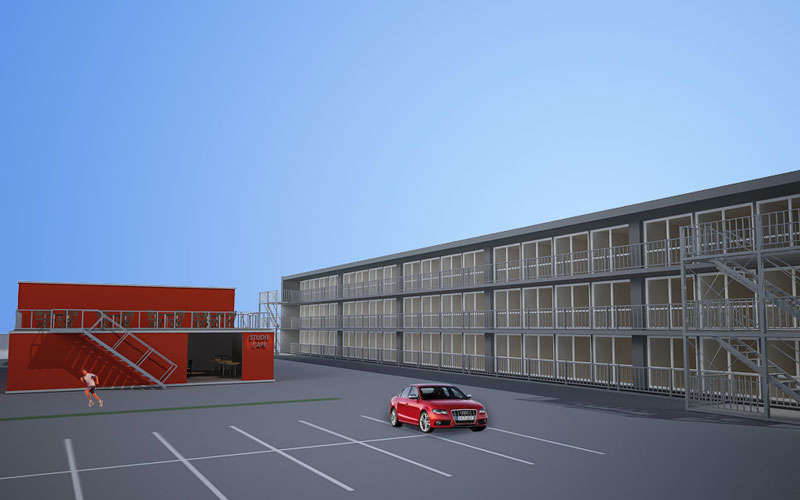 Example of a building for 1 bedroom container homes