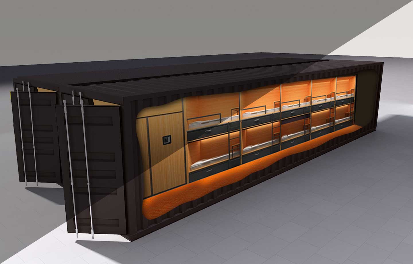 LIAB Sleep Box from ISO steel frame pods