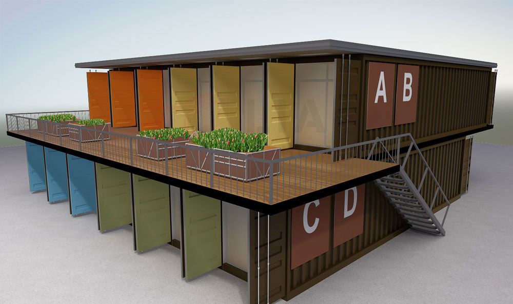 The Duplex container home with a outside terrace